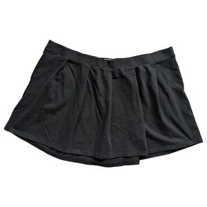 Shiny By Nature Solid Black Pleated Elastic Waist Mini Skirt Size 4XL